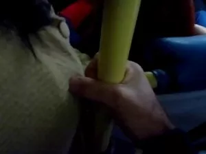 The girl sits on a rubber dick in private