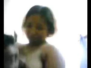 Guy spreading Russian babe on threesome