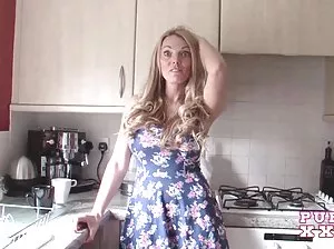 A woman with a strong jump on the neck of the bottle