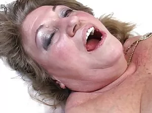 Mature blonde with small breasts hard banging on the couch