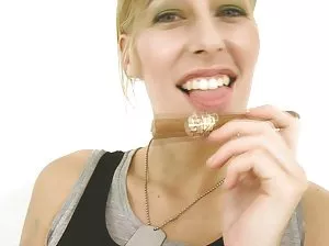 Lush brunette with big breasts in the shower