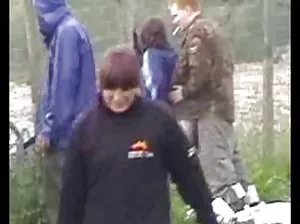 Mistress in latex and stockings fucks bound slave