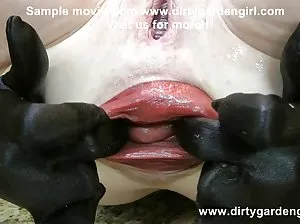 Girl prepares for a date, trying on tights to dress