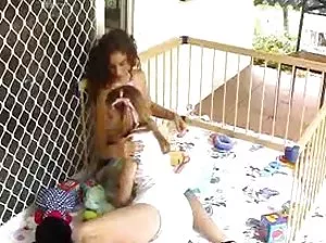 The Negro has kicked his girlfriend and her young girlfriend