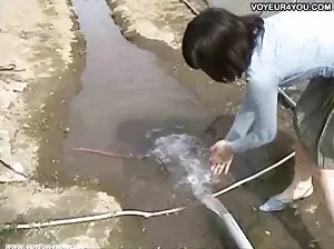 Bony babe gets greedy with two young guys