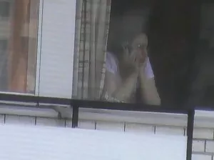 Athletic male pulled on dick Brunette