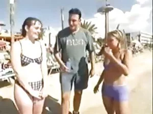 Girls hands make guys to finish on girlfriends tits